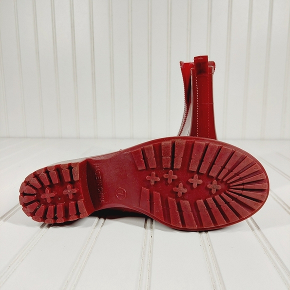 Mia Red Ankle Rain Heeled Boots A563 - Picture 12 of 13